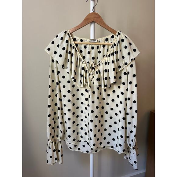 Saint Laurent Silk Polka Dot Blouse, Size FR 36 (US 4) - Picture 1 of 5
